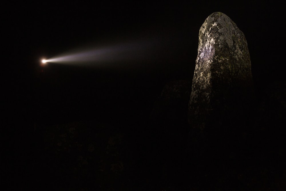 gray rock formation during night time