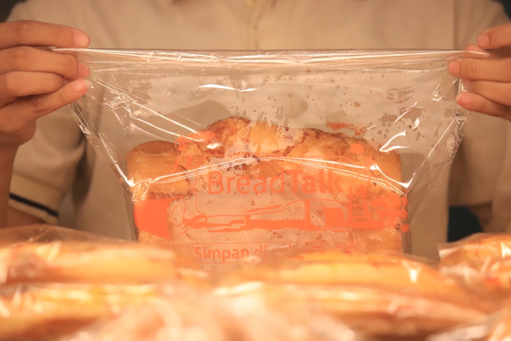 orange and brown food in plastic pack