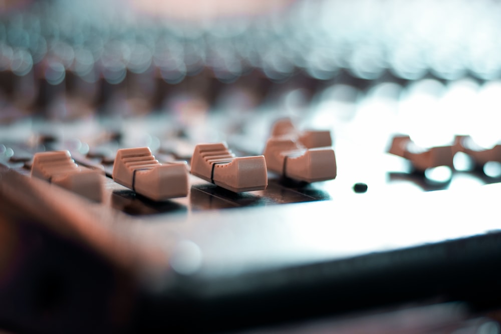 brown and white audio mixer