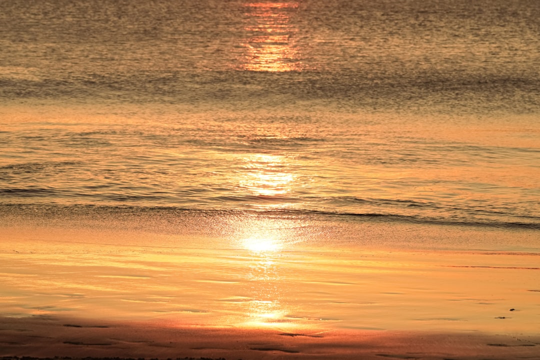 body of water during sunset