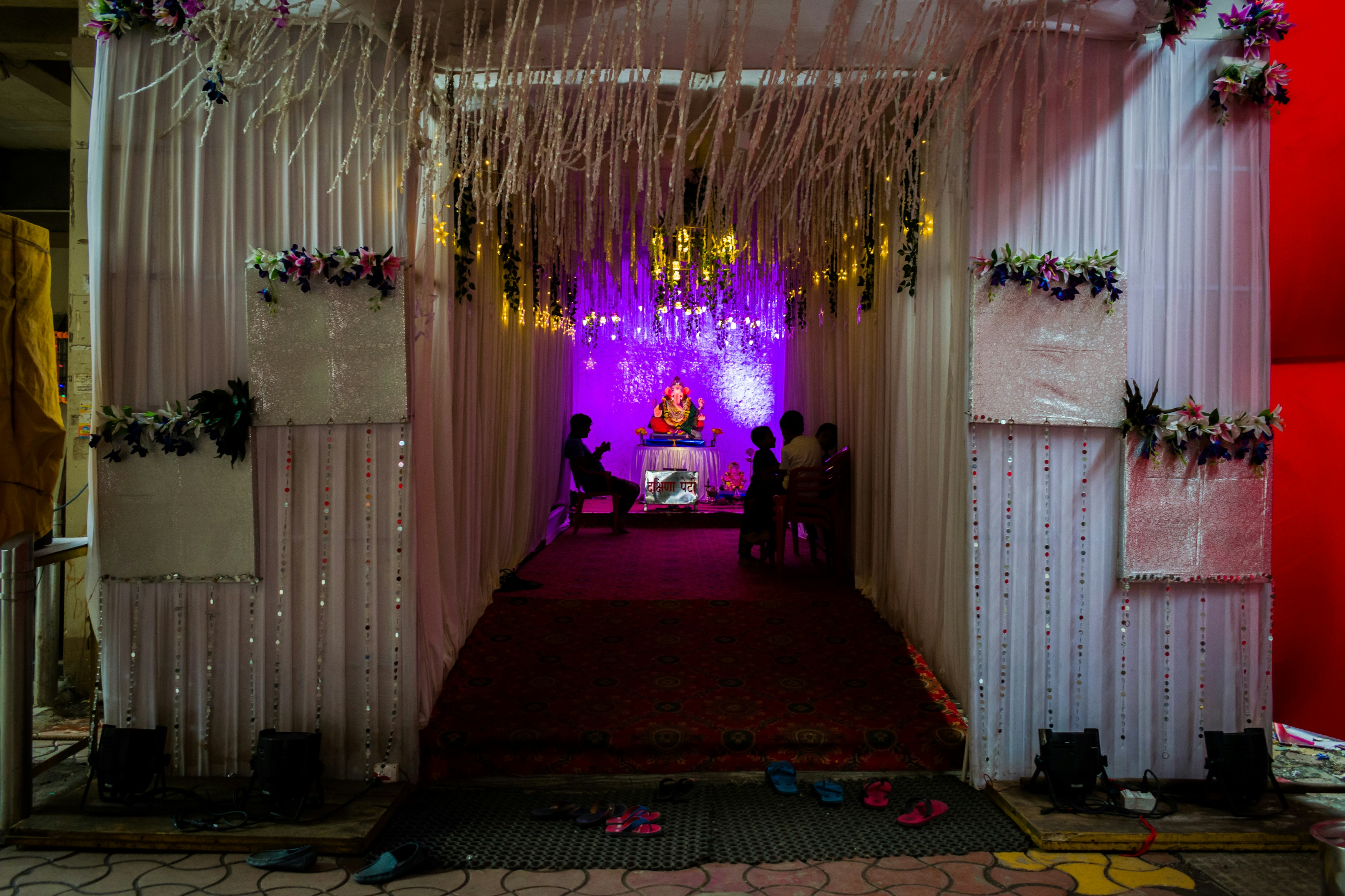 The entrance to a beautiful temple of Lord Ganesha during Ganesh Chaturthi 2019 in Mumbai