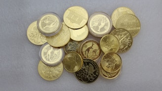 gold coins in pile