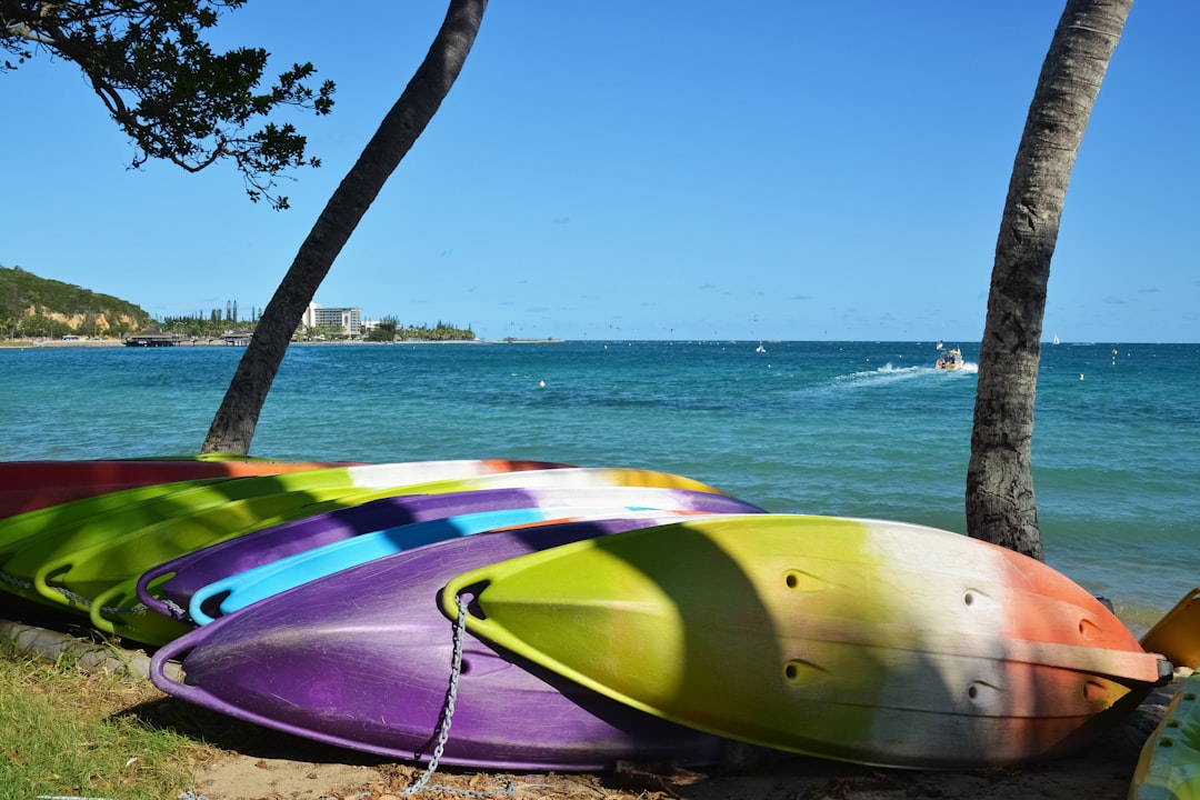 blue green and yellow kayak on beach shore during daytime