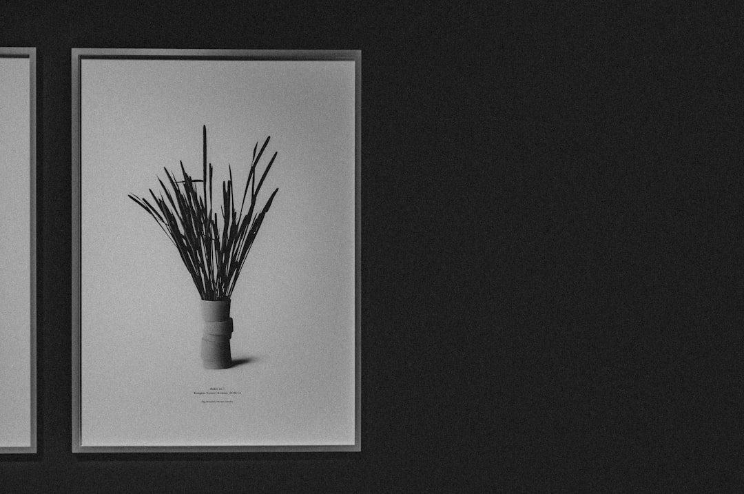 black and white plant painting