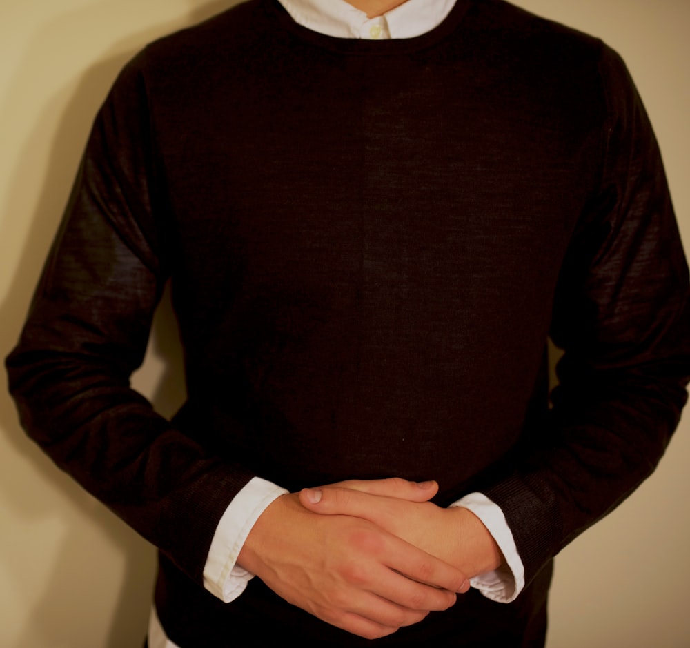 man in black long sleeve shirt