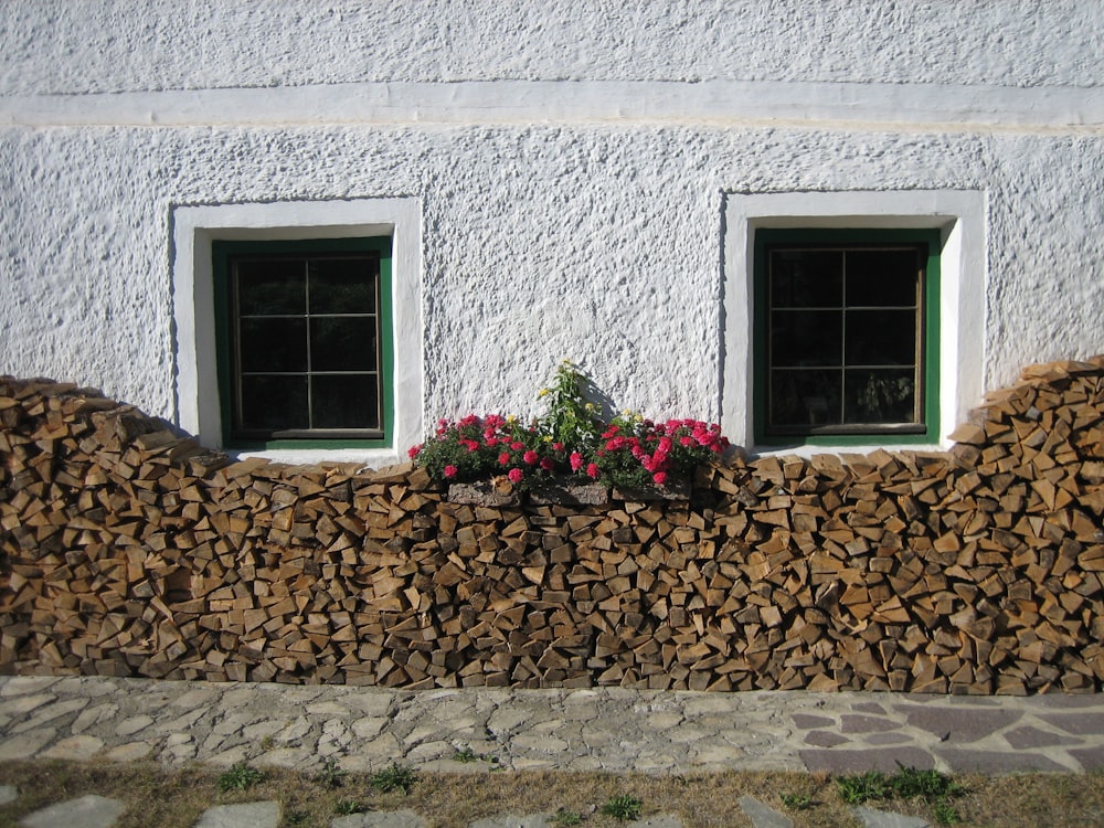 white wooden framed glass window