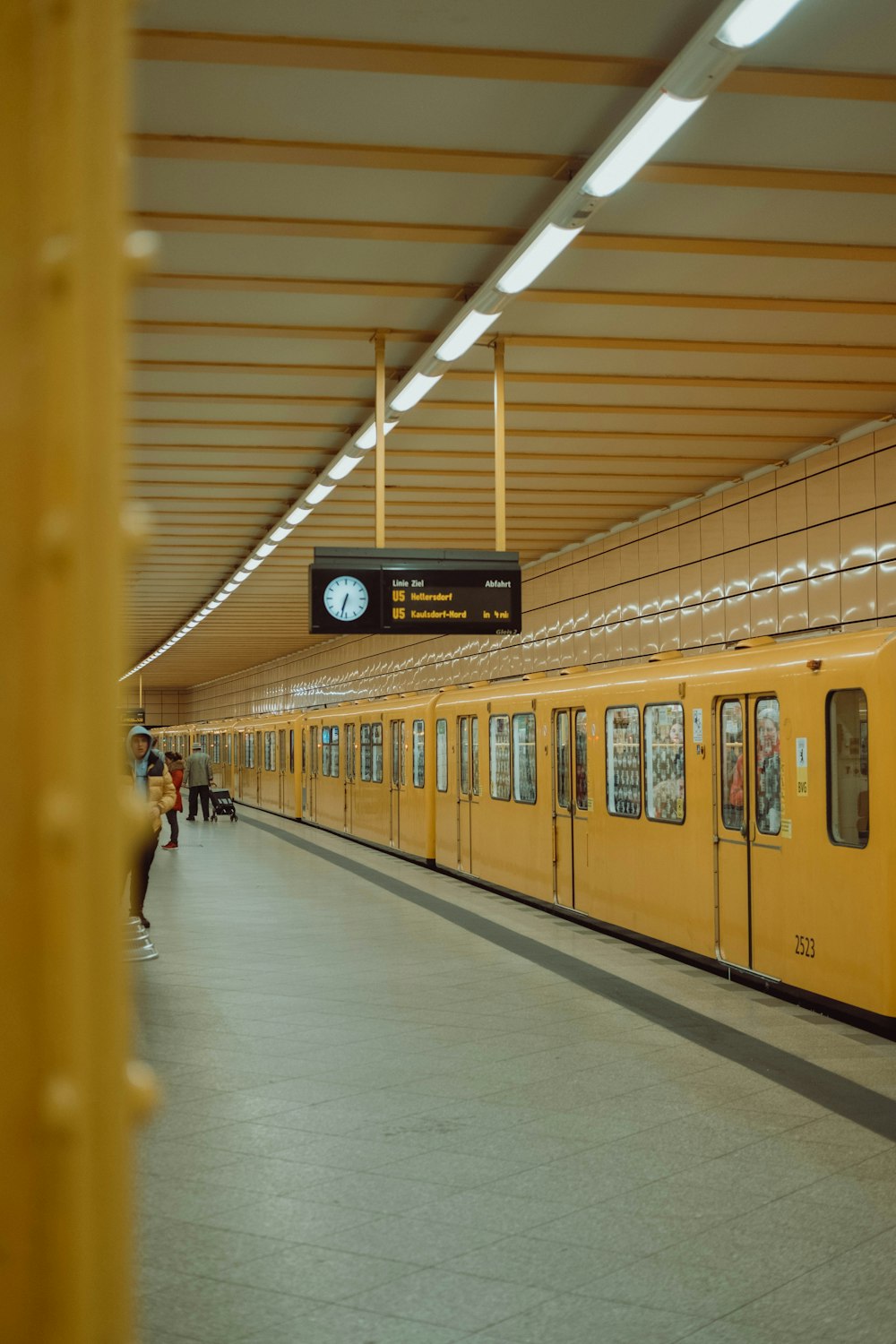 people walking on train station