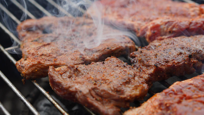 Meat on a charcoal grill