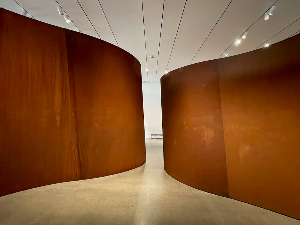 brown wooden wall with white ceiling