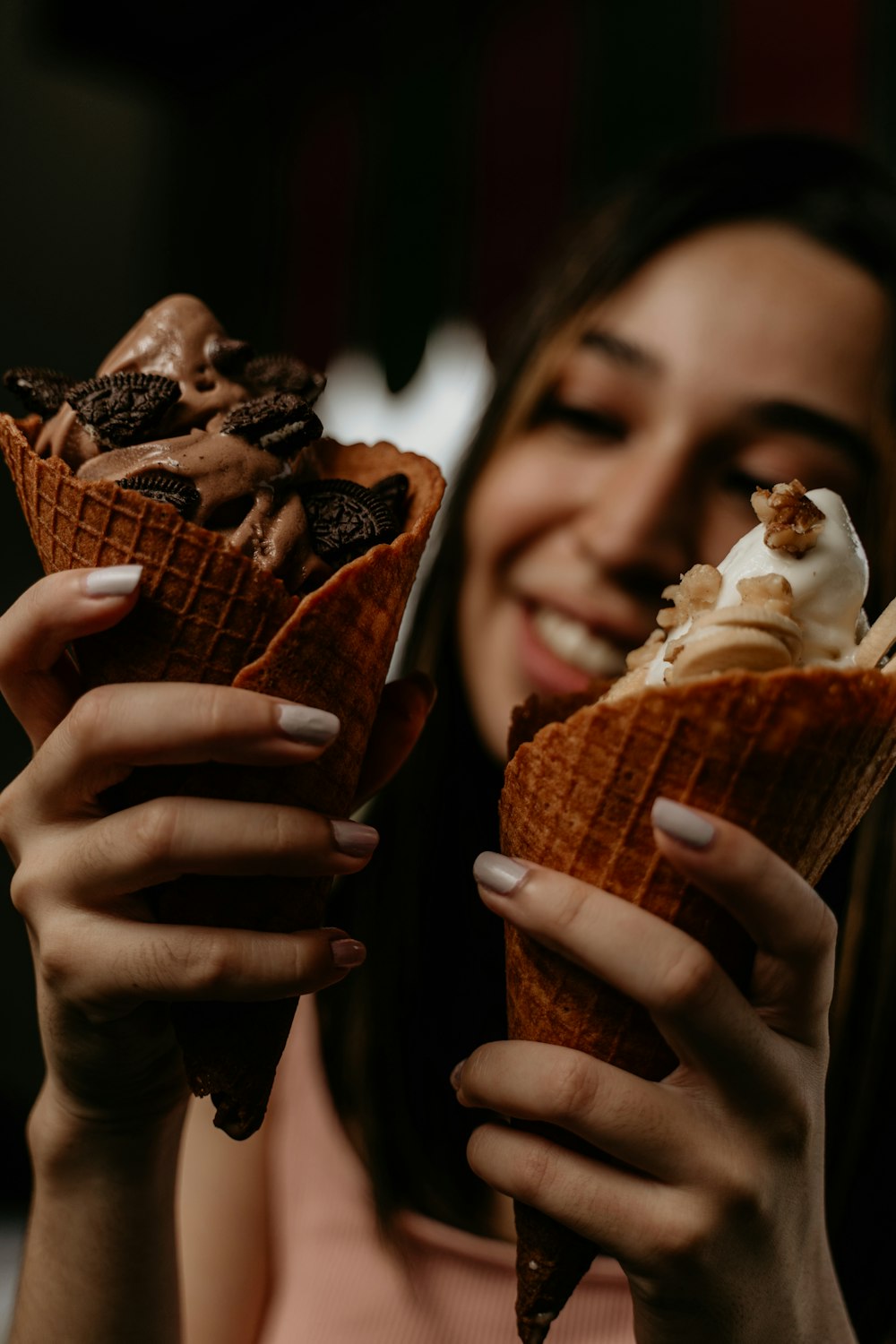 woman holding ice cream cone