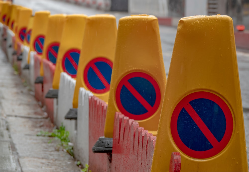 yellow red and blue wooden fence