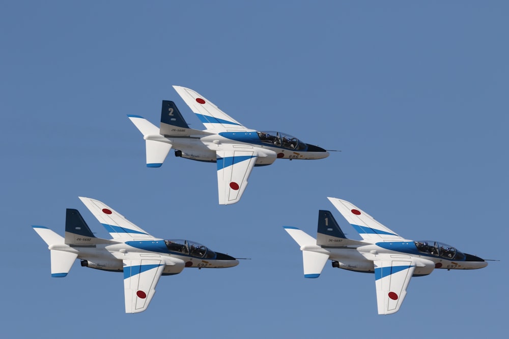 white and blue jet plane in mid air during daytime