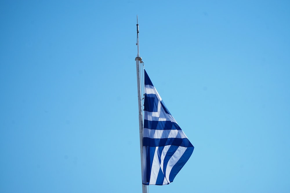 blue and white striped flag