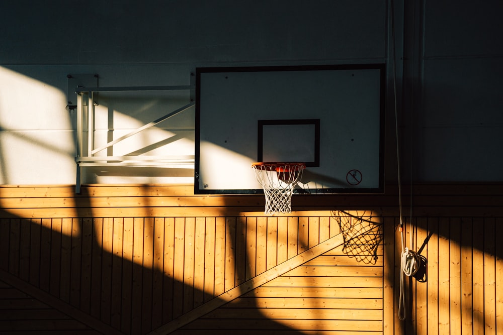 basketball hoop in a room