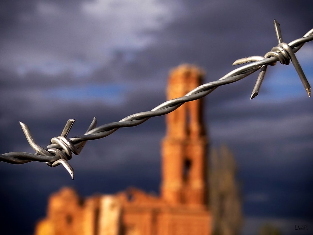 white metal barb wire in close up photography