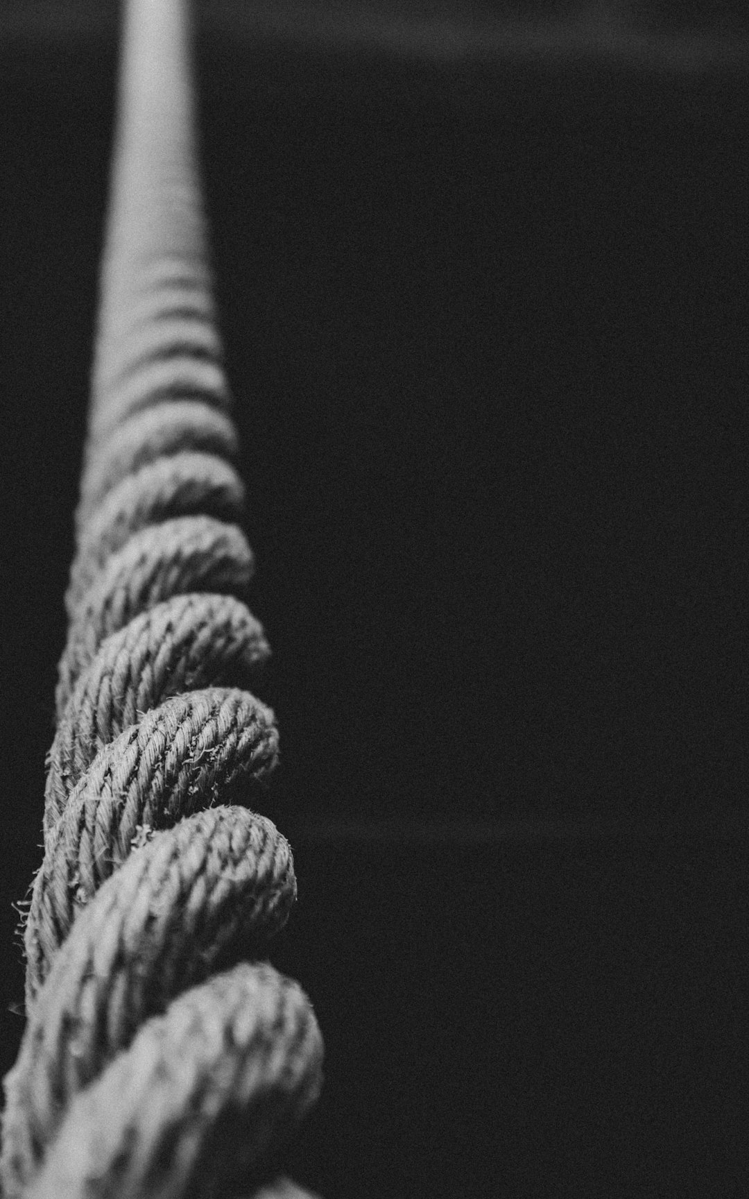 grayscale photo of rope on black background