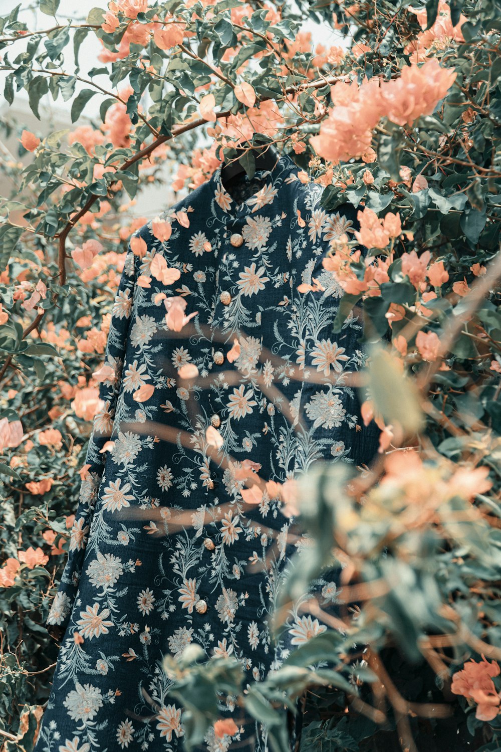 black and white floral textile