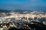 city skyline during night time