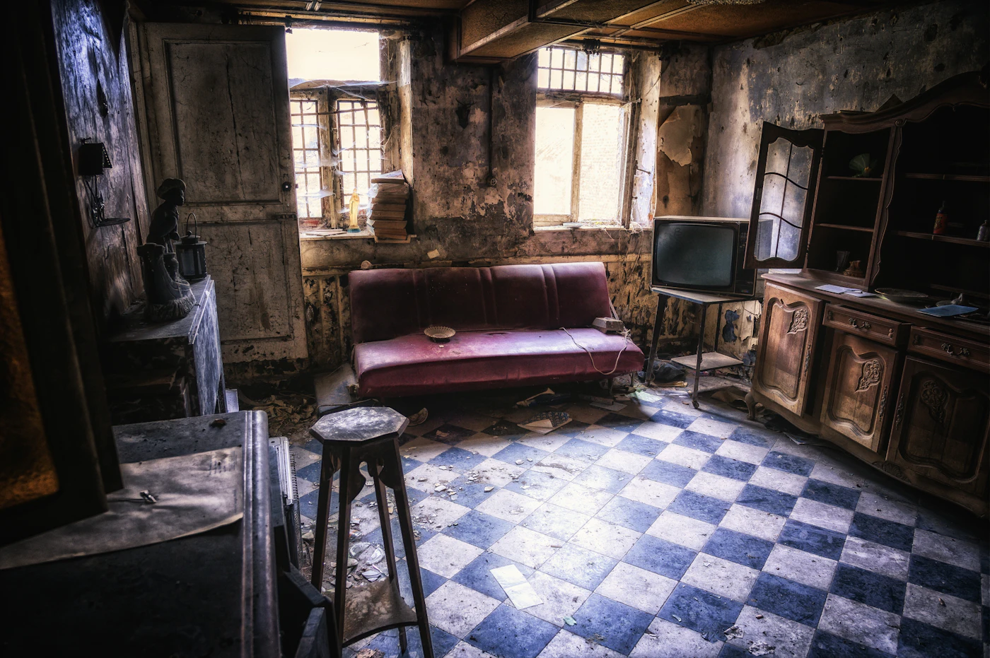 Flooded home interior with standing water needing extraction