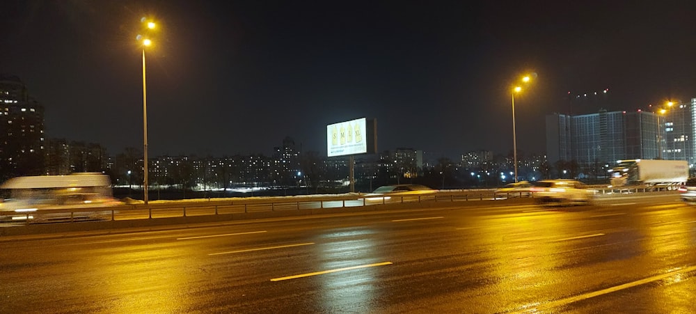 cars on road during night time