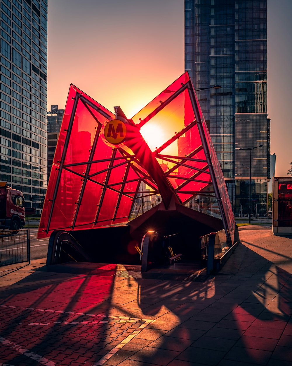 red and black building with glass windows