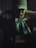 A person is wearing a cap that partially obscures their face, creating a shadowed effect. They are dressed in a dark-colored shirt with the number 23 visible, and have a multicolored scarf tied around their neck. Their arms are raised, with hands adjusting the cap.