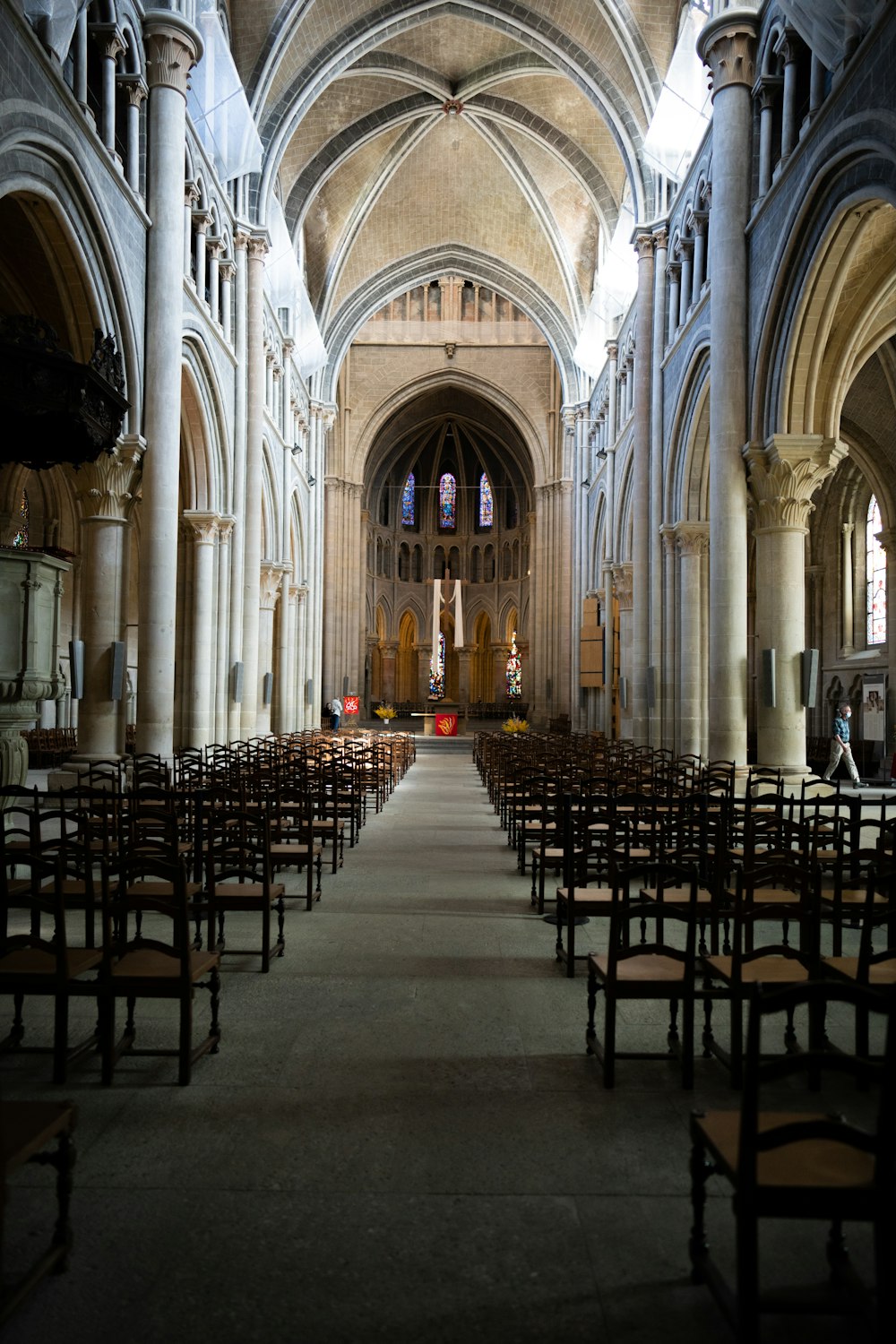 white and brown cathedral interior