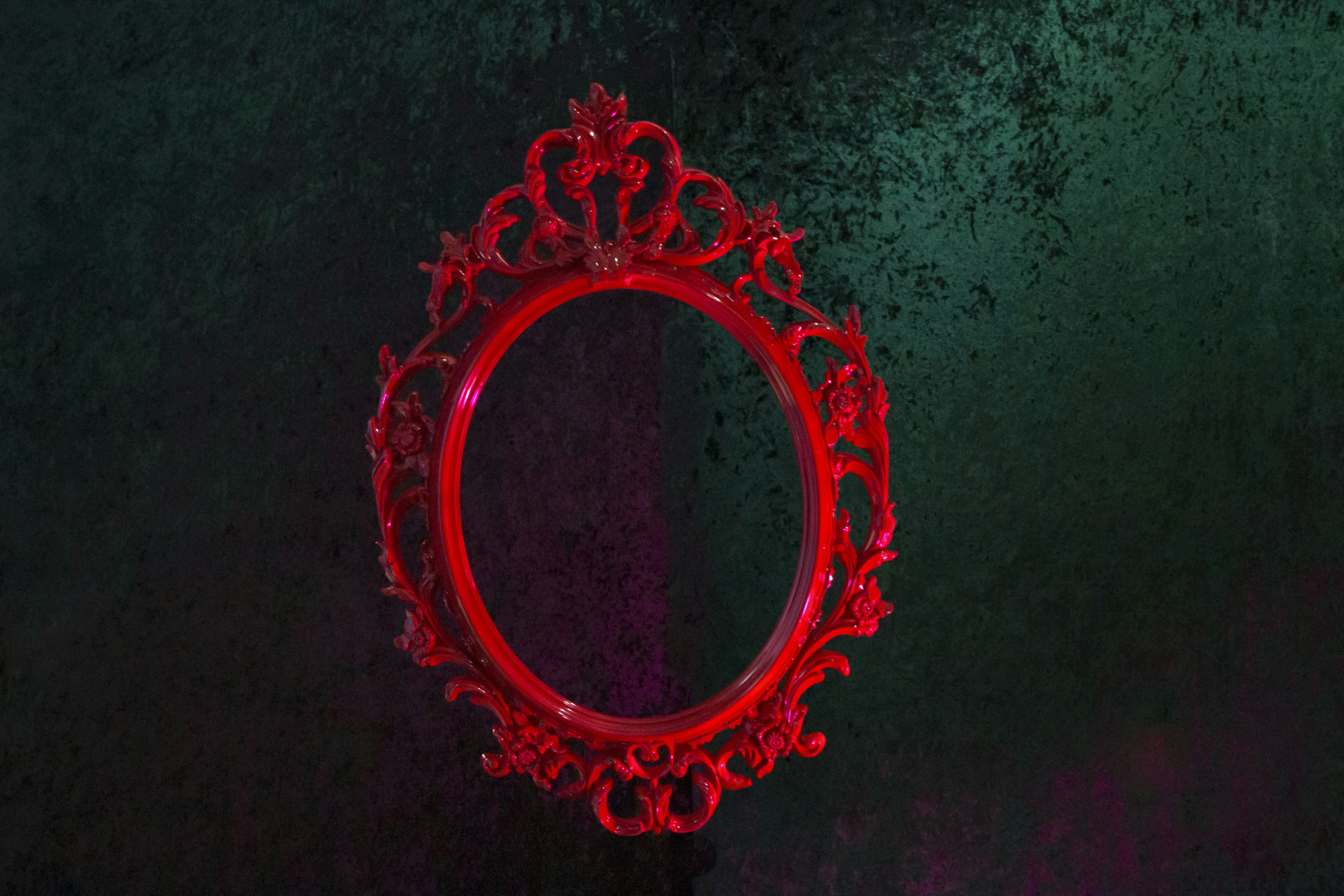 red floral heart shape frame