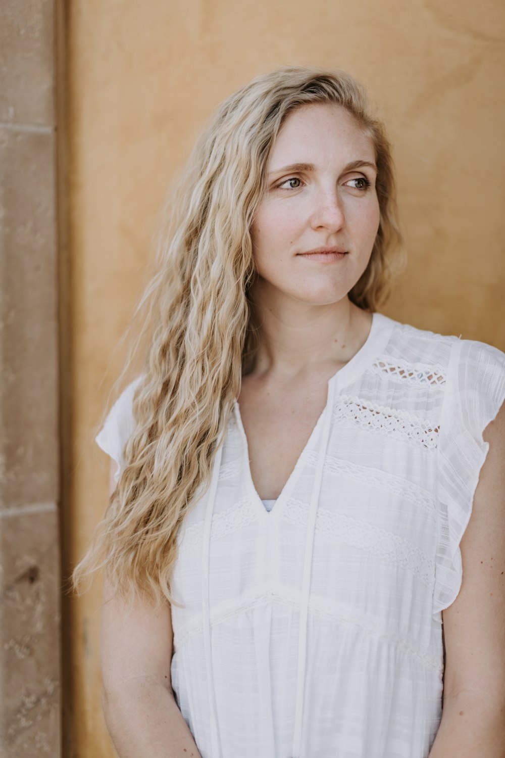 woman in white v neck shirt