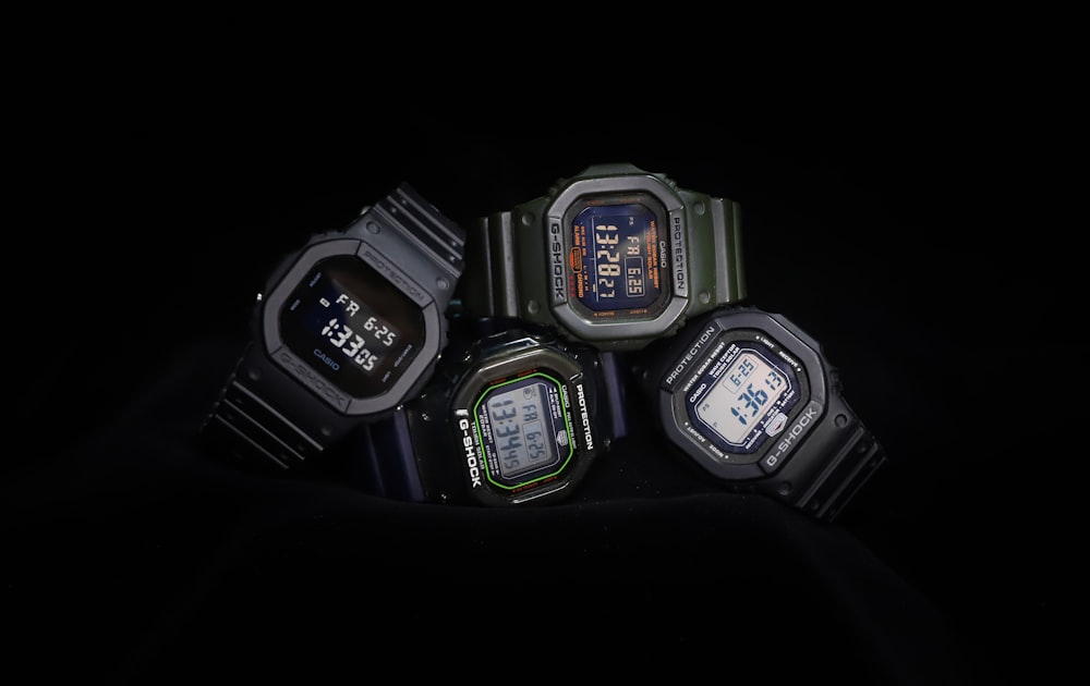 black casio digital watch at 11 00