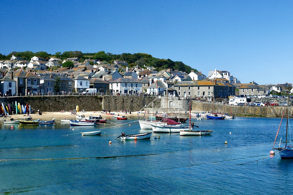 white and blue boats on sea dock during daytime