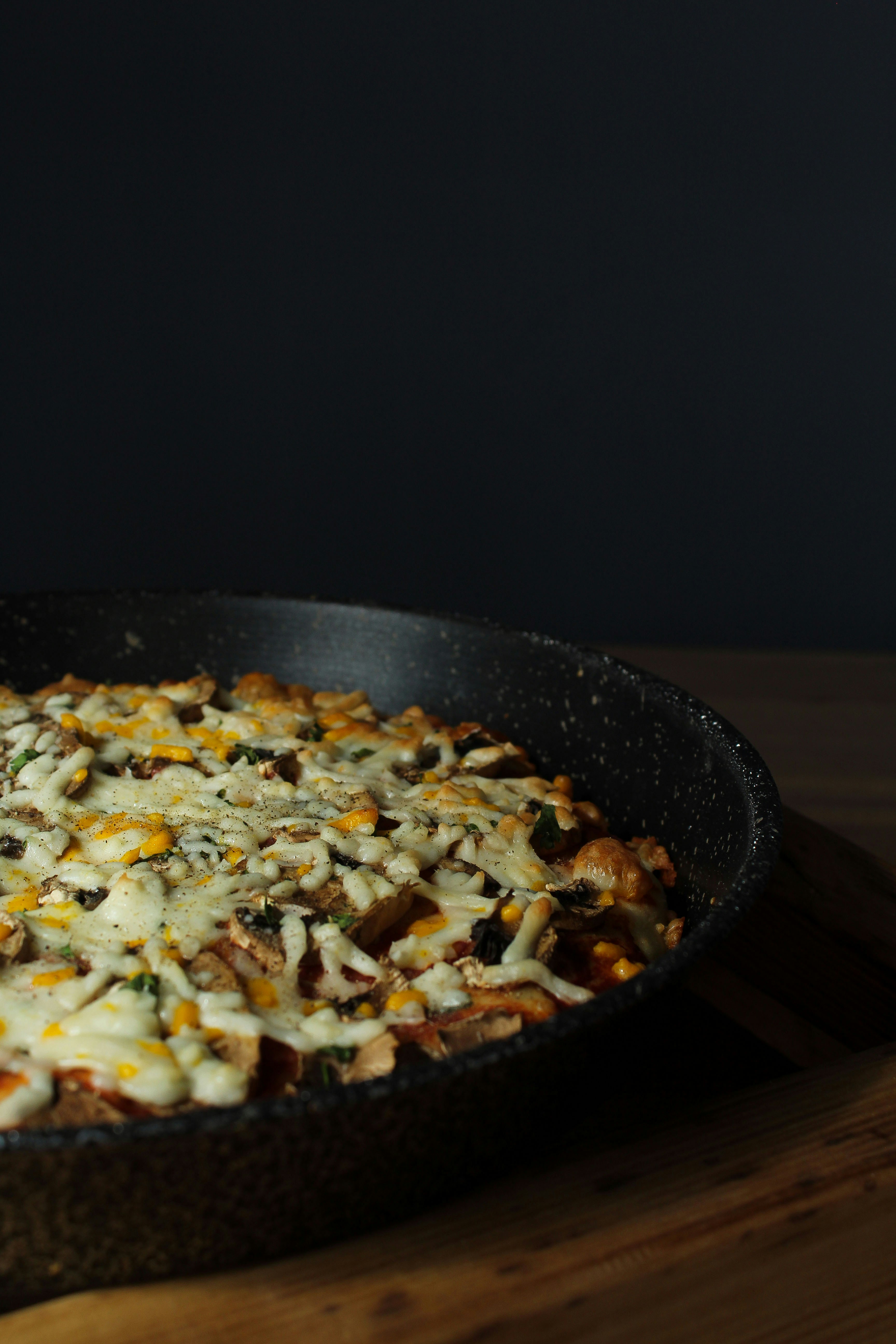 black ceramic bowl with food
