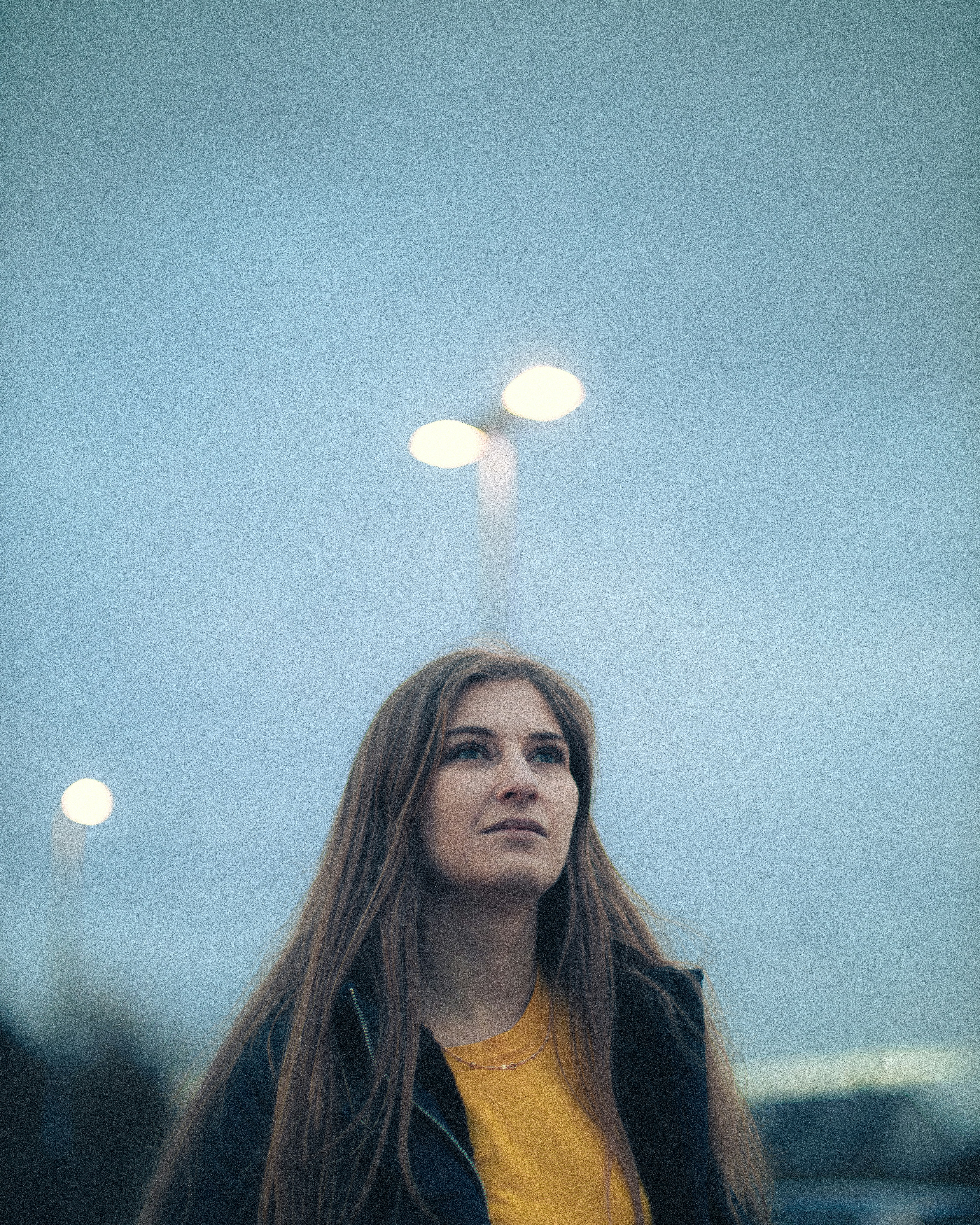 woman in yellow crew neck shirt