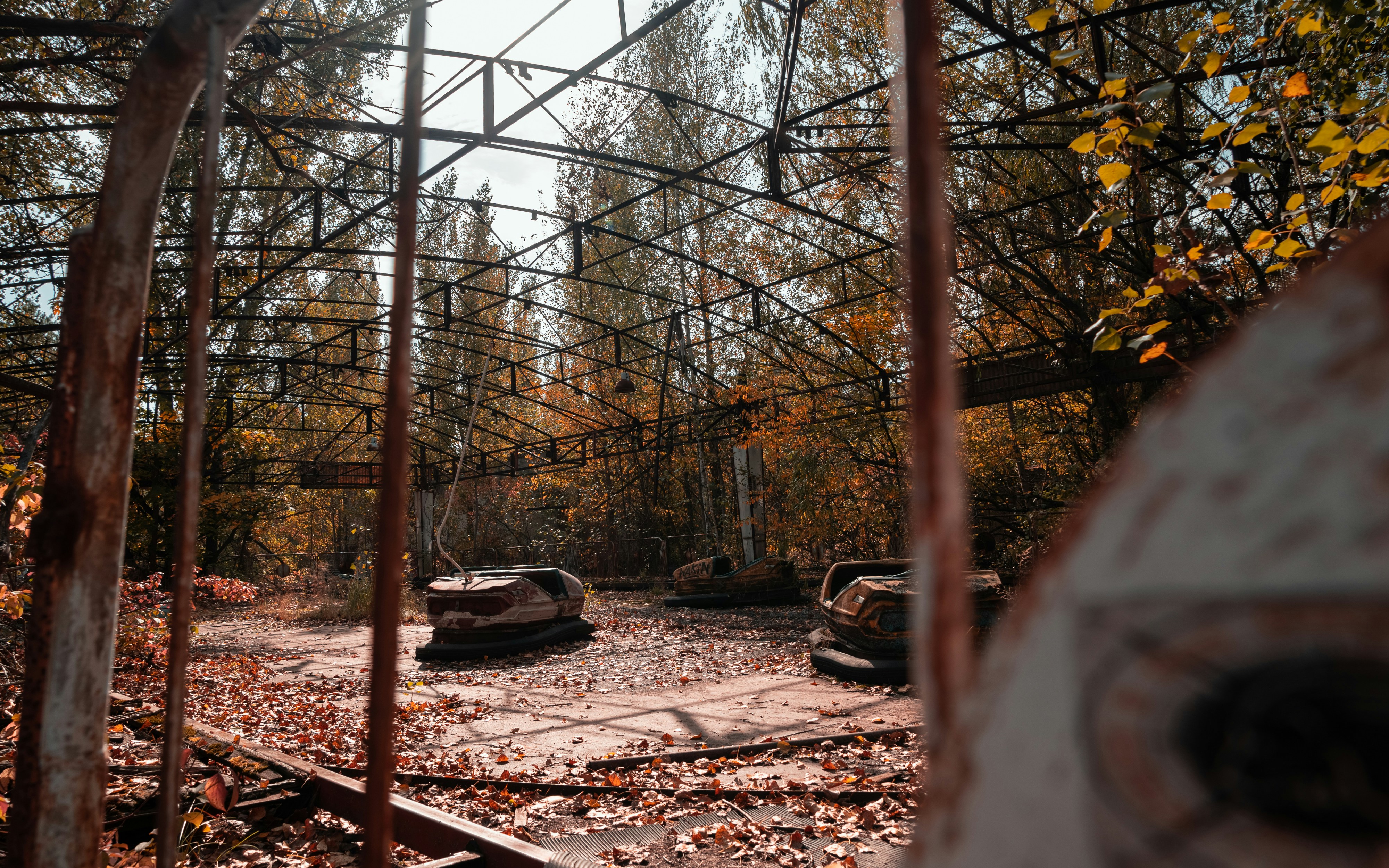 Pripyat city - Chernobyl's Exclusion Zone / Ukraine - October, 2020. The day trip from the Chernobyl city to Prypiat