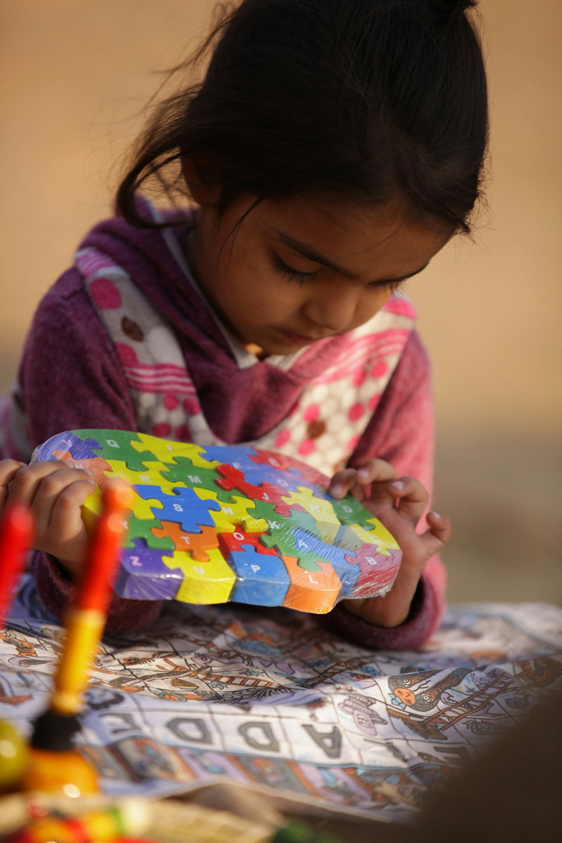 child making mosaic
