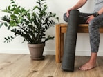 person sitting on gray chair