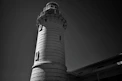 grayscale photo of light house