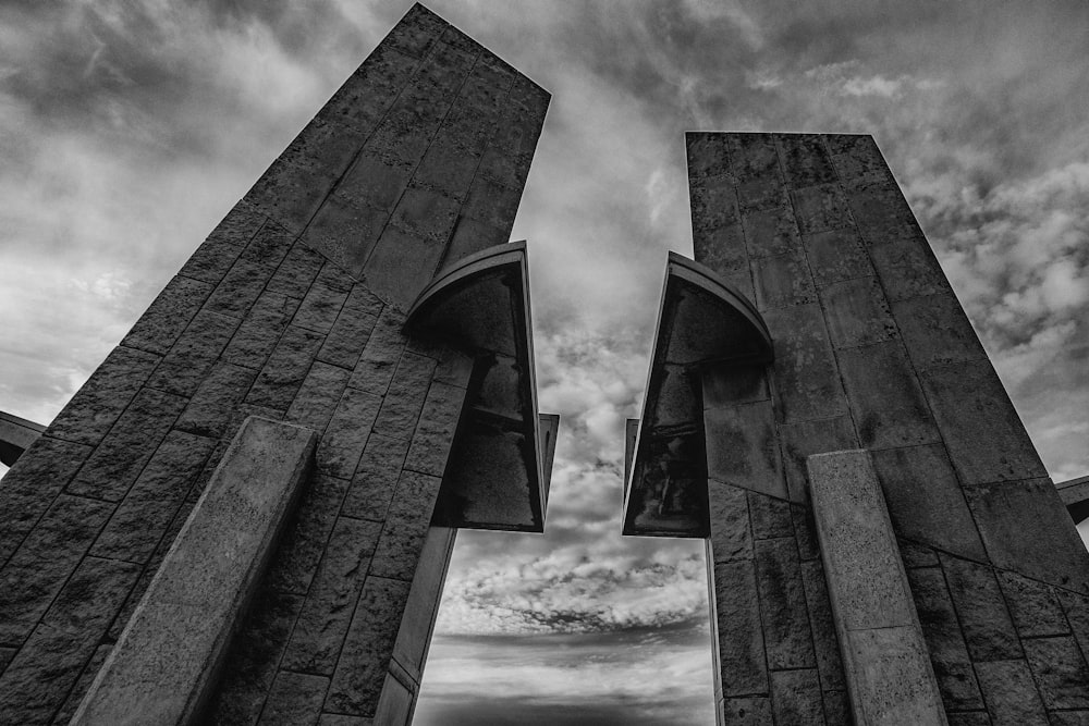 grayscale photo of concrete building