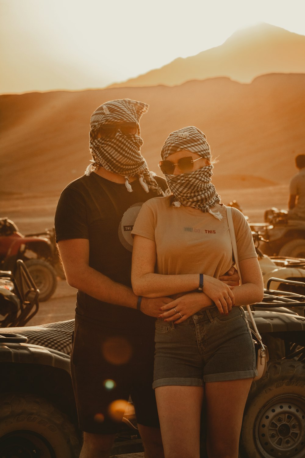 man in black crew neck t-shirt wearing silver mask