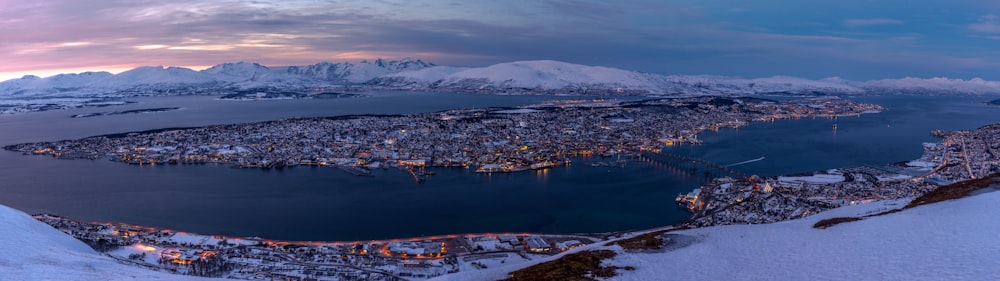 aerial view of city during night time