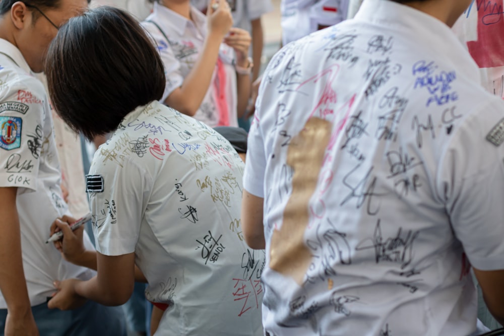 woman in white t-shirt standing