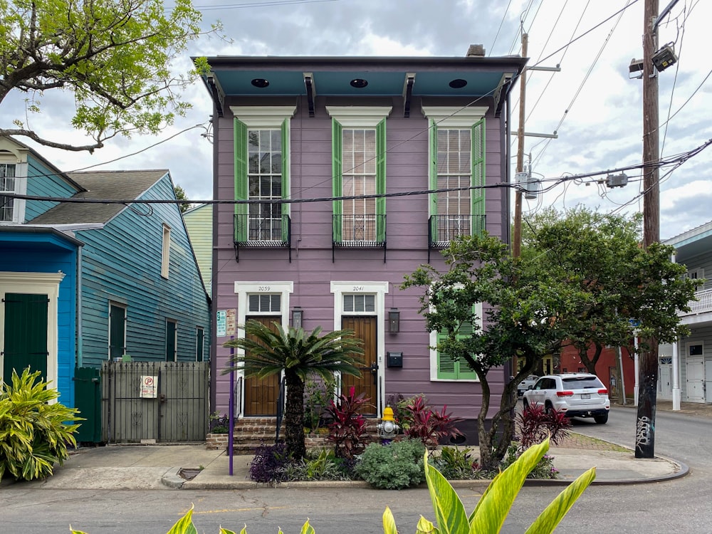 green and white wooden house