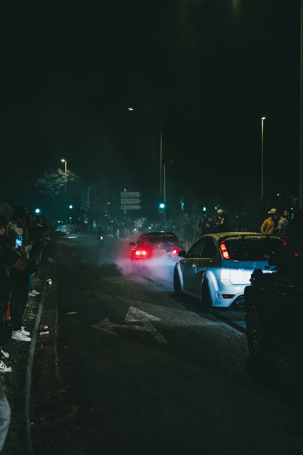 cars on road during night time