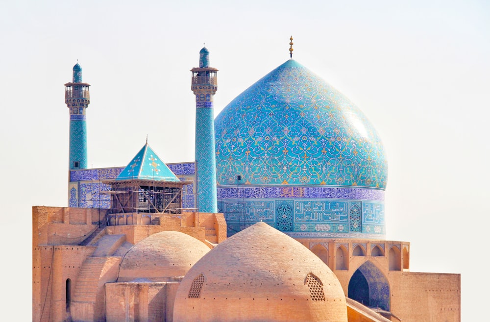 white and blue dome building