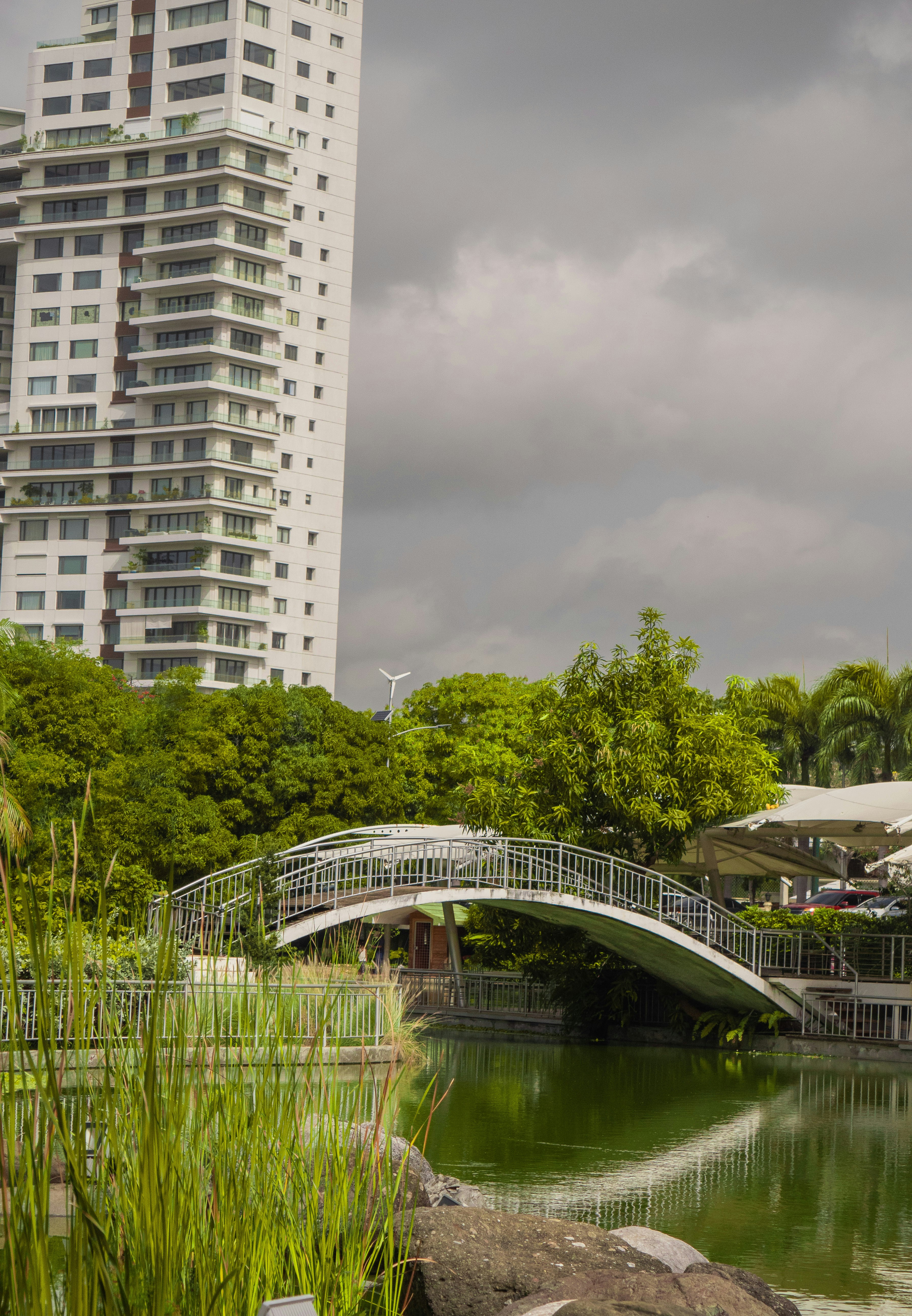 white concrete building near green trees and river during daytime