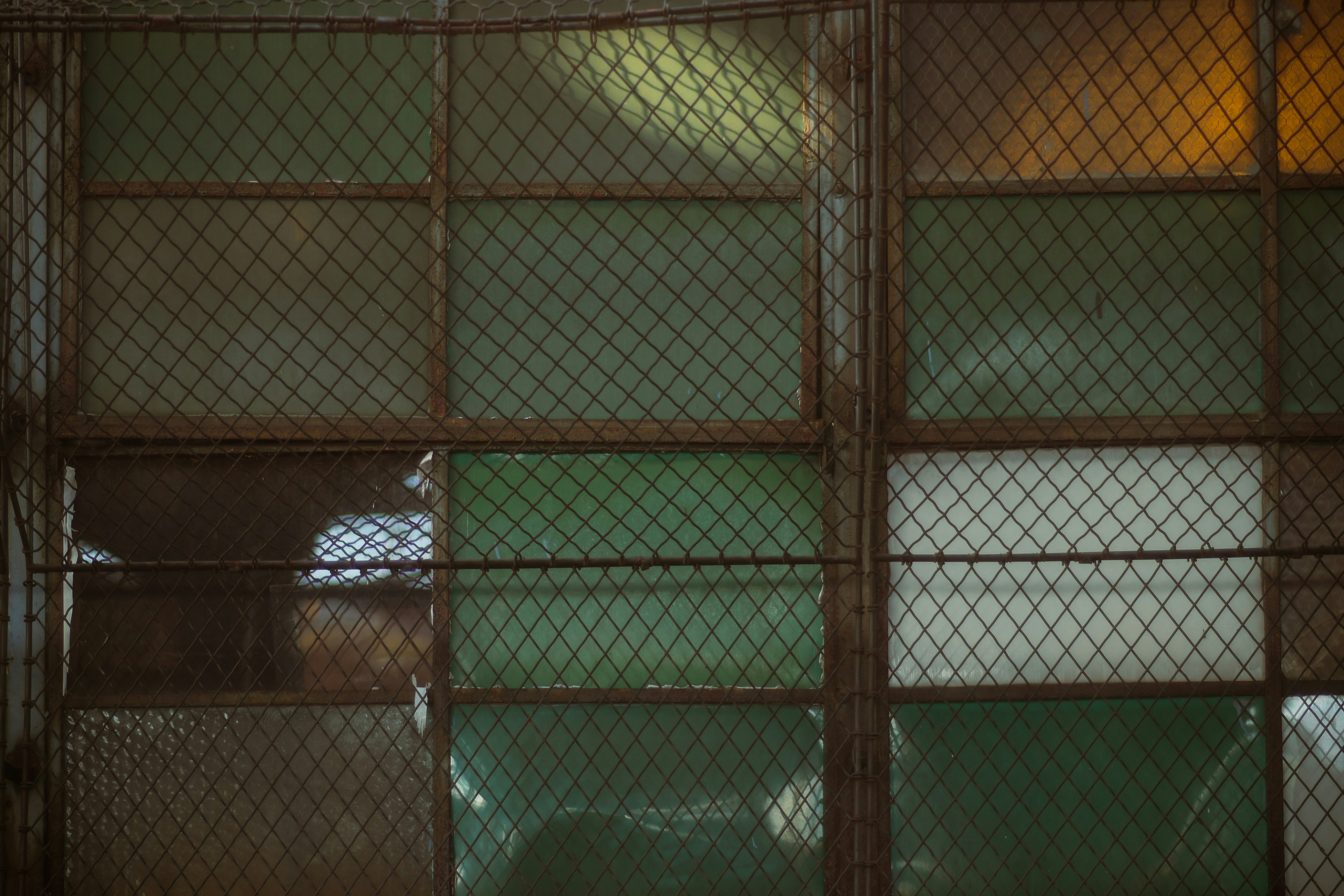 brown metal frame with glass window