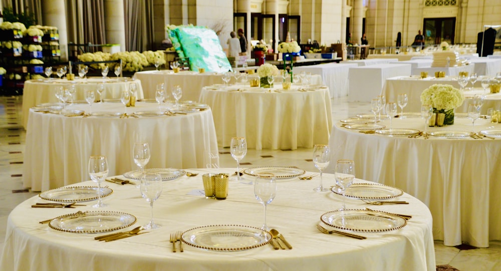 clear wine glasses on table