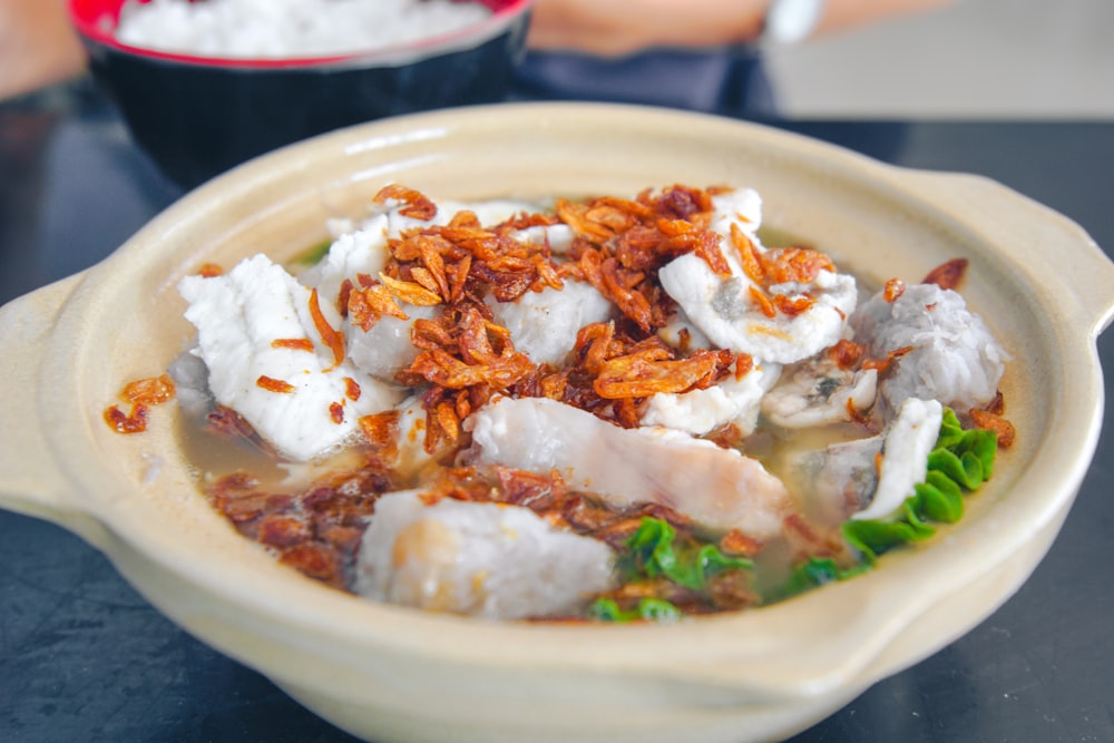 cooked food on white ceramic bowl