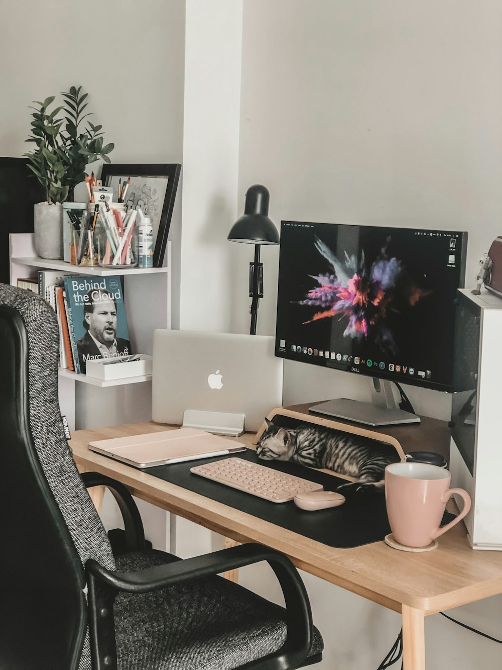 silver imac on brown wooden table