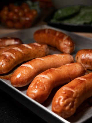 sausage on white ceramic plate